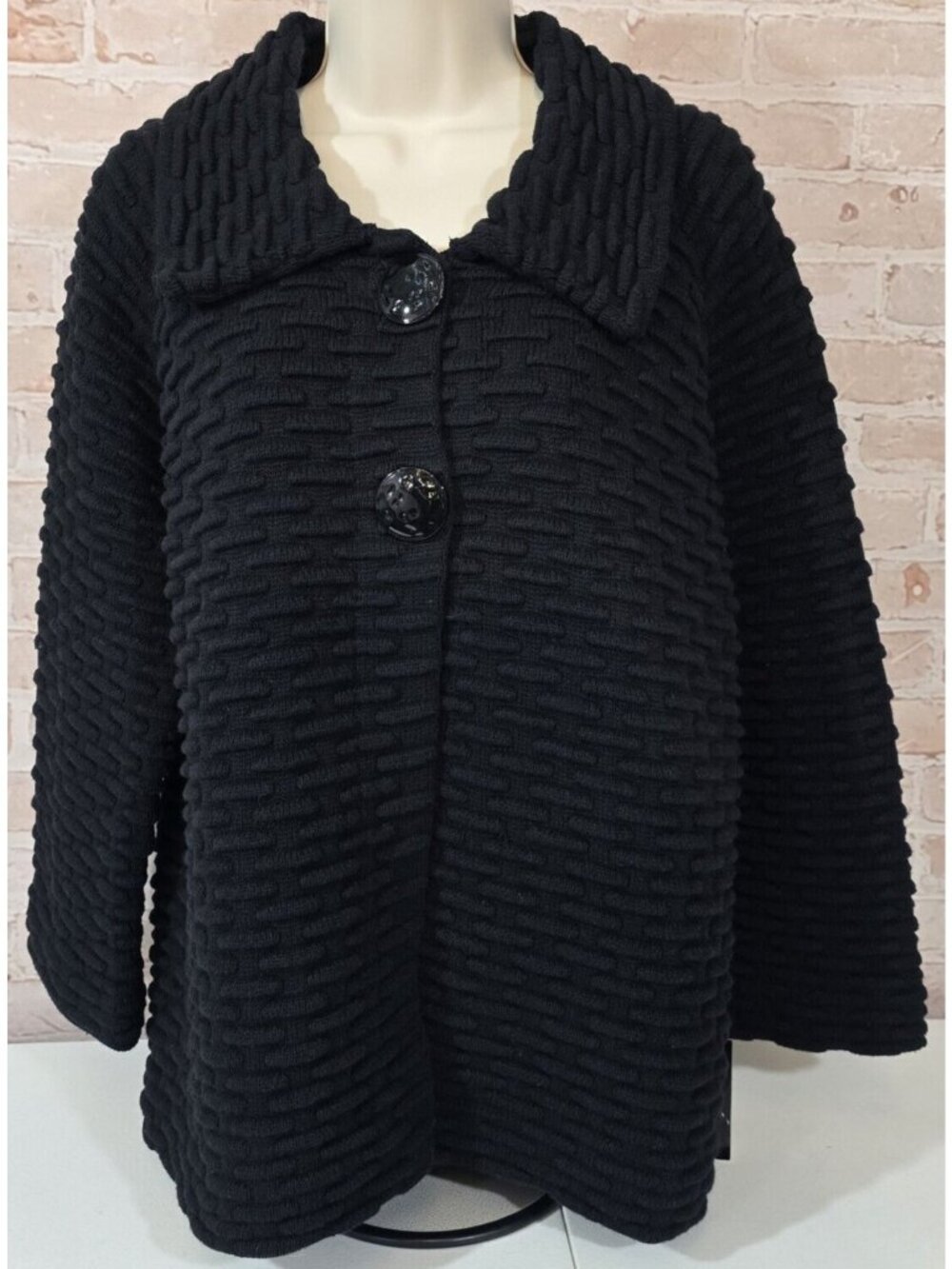 JM Collection Textured Sweater Cardigan Jacket 2 Button 3/4 Sleeve Women's L NWT